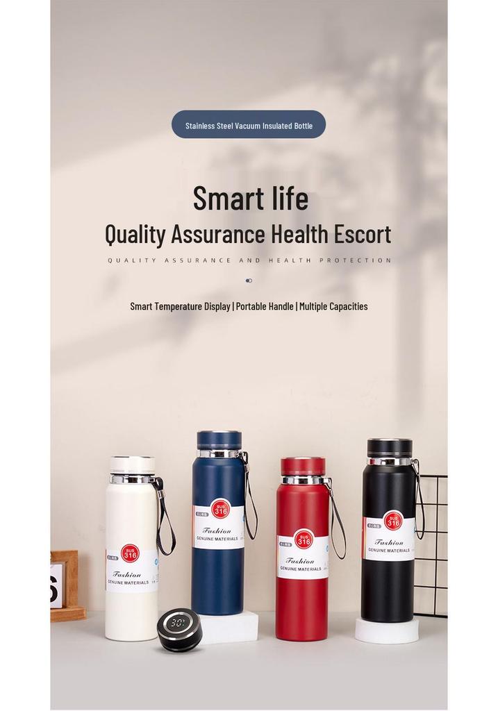 Large Capacity 304 Stainless Steel Insulated Sports Water Bottle with Lanyard - Portable Travel Cup