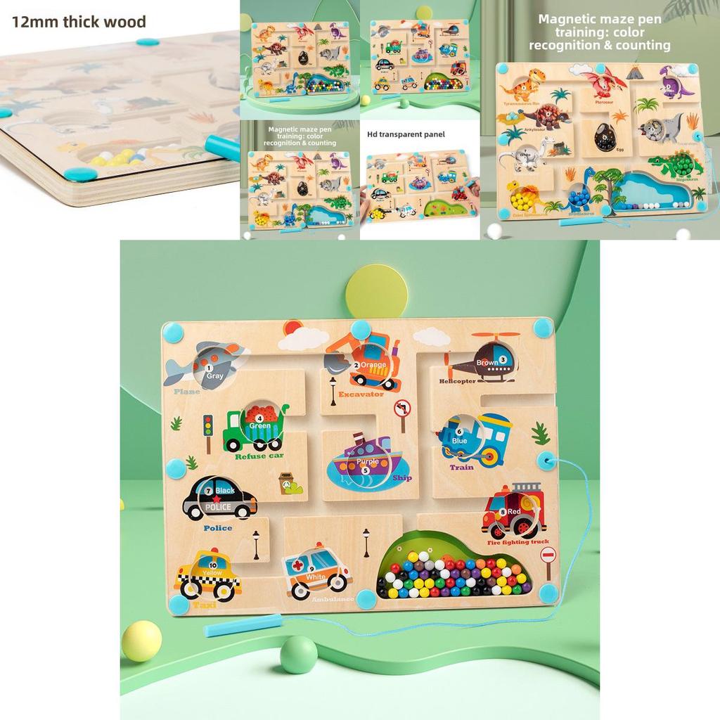 Dinosaur Magnetic Bead Maze Toy For Kids Educational Learning And Fine Motor Skills
