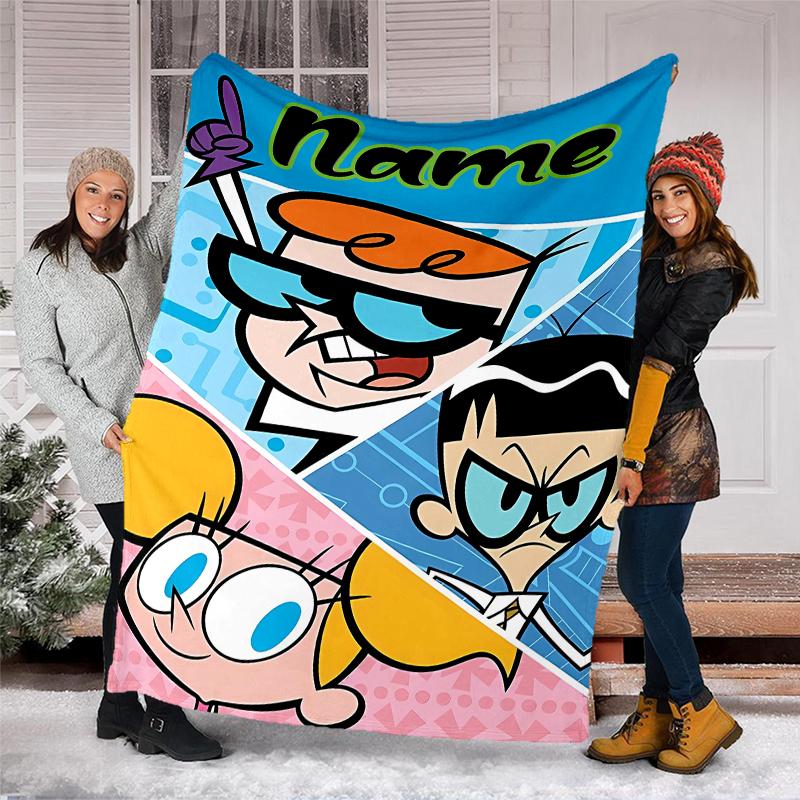 Personalized Custom Name Blanket - Dexter's Laboratory Print Design,Blanket for Sofa,Bed,Travel,Camping - Soft and Warm, Great Gift