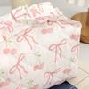 New Pink Bow Cherry Print Makeup Bag for Women Large Capacity Quilted Cosmetic Organizer Travel Toiletry Pouch Portable Wash Bag
