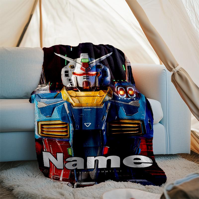 Personalized Custom Name Blanket - Mobile Suit Gundam Print Design,Blanket for Sofa,Bed,Travel,Camping - Soft and Warm, Great Gift