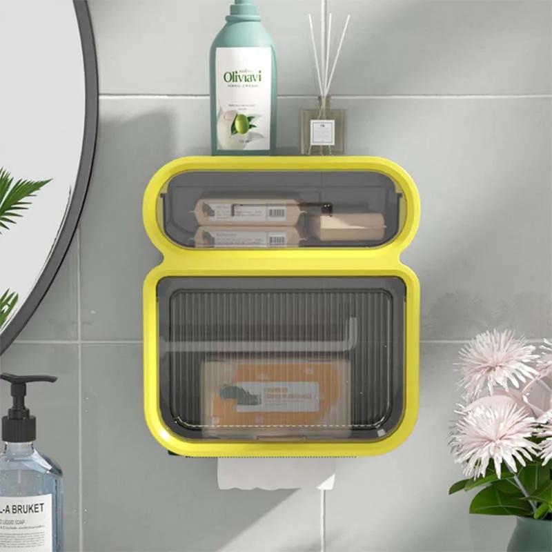 Waterproof Toilet Paper Tray Roll Wall Mount Paper HolderStorage Box Organizer Multifunctional Tissue Box Bathroom Accessories