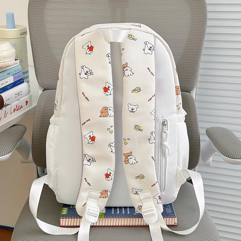 Cartoon Puppy Printed Backpack Junior High School Student Schoolbag Large Capacity Backpack
