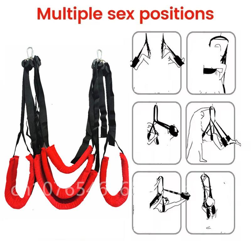 Hot Nylon Suspended Sex Swing Couples Erotic Sexual BDSM Bondage Restraint Indoor Sling Hanging Hammock Sex Toys For Woman Men