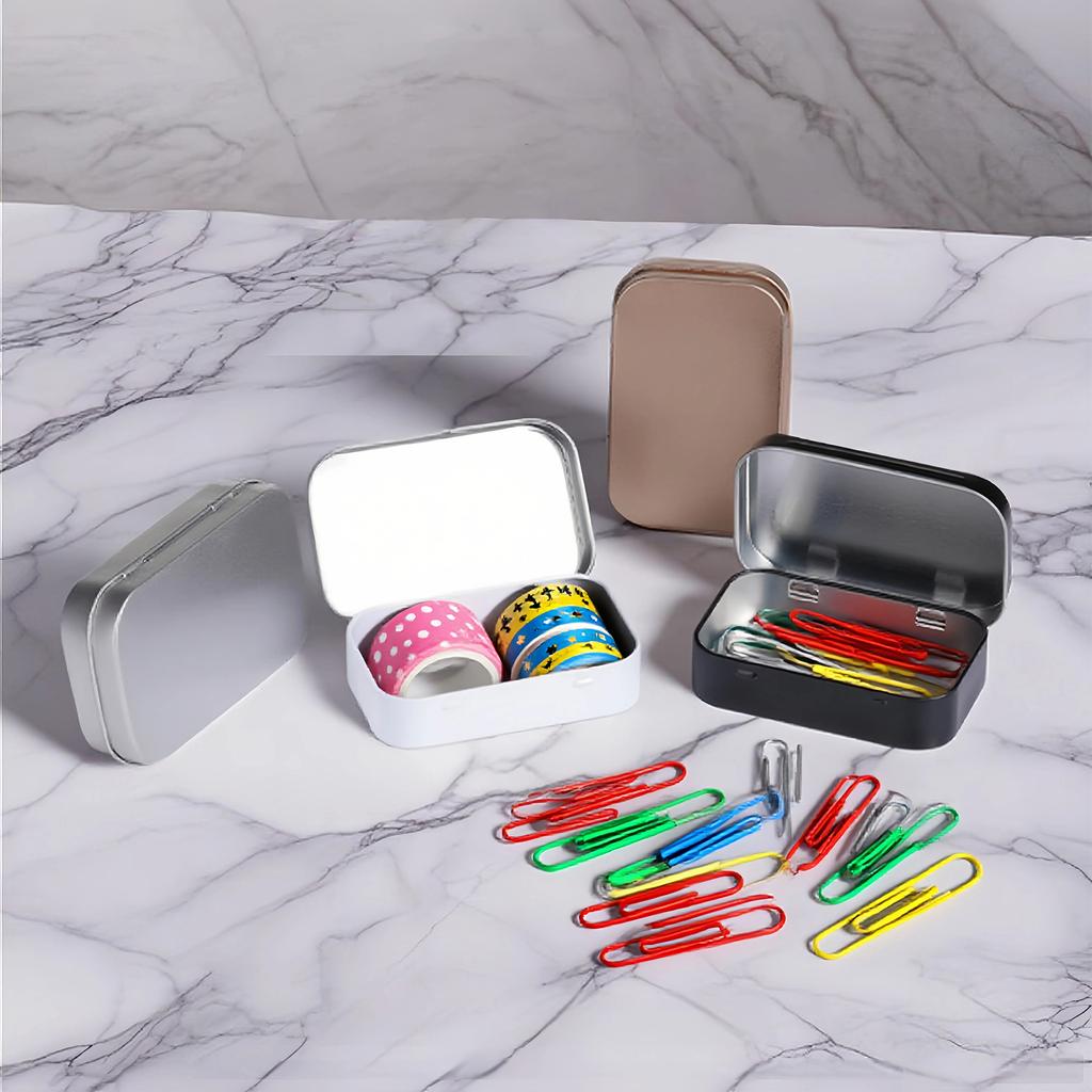 Flips Top Storage Tin Boxes Sturdy Iron Organizers Containers for Home Office 2 Pieces Set