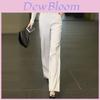 Pantaloni Larghi da Donna in Lana a Vita Alta Vestibilità Larga per Uso Casual Primaverile