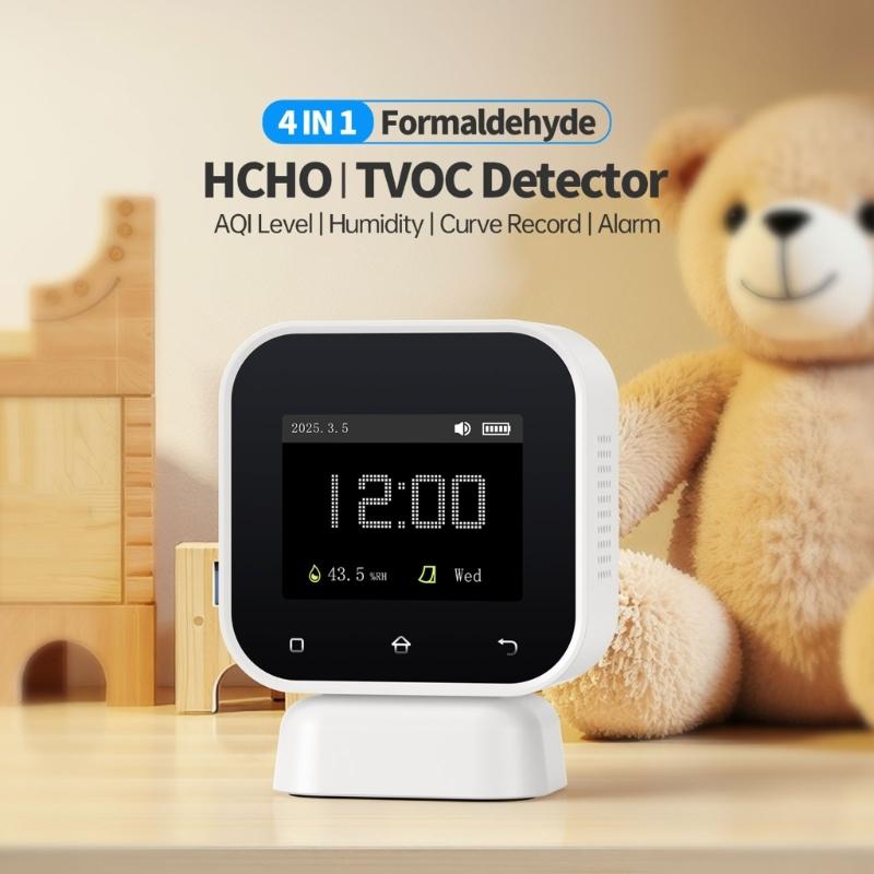 Real Time Formaldehyde Detector With Air Quality Monitor Humidity TVOC Data Record For Indoor Health Risk Assessment