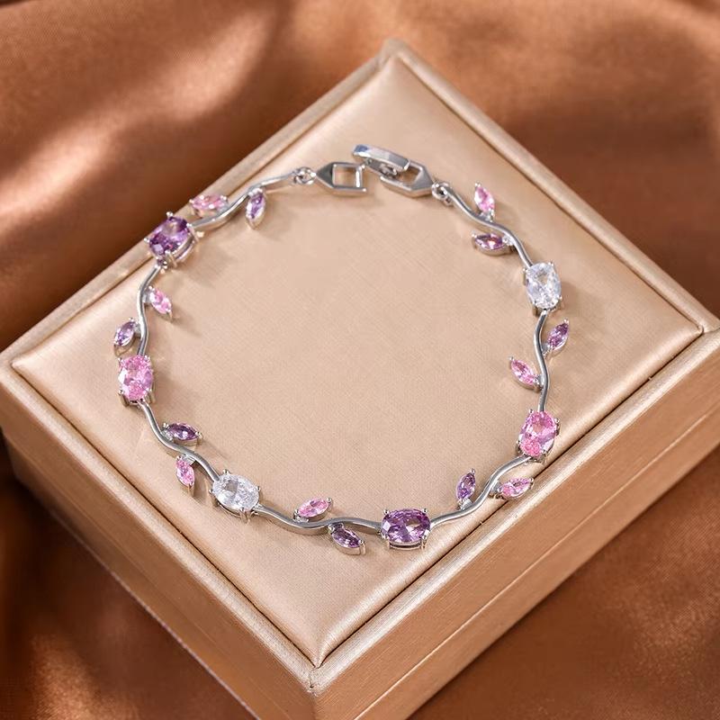 2026 Europeu e Americano Design Simples Forma de Folha Temperamento Nicho Versátil Banhado a Cobre Ouro 18k Cor da Pulseira