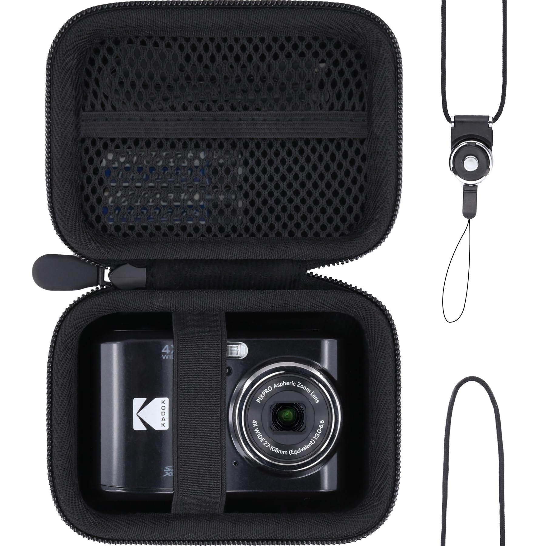 

Neck Kodak PIXPRO Zoom FriendlyZoom Digital Camera Storage Black Khanka [Bonus Strap] FZ55/FZ45 Case, (Case Only) -