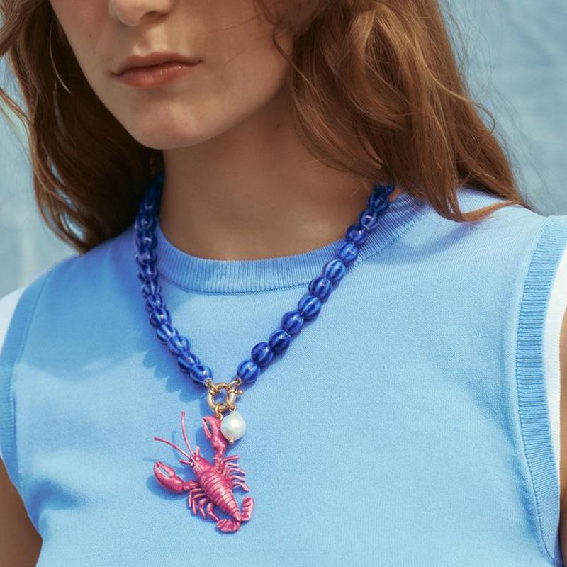

Животные Ожерелье с подвеской в виде лобстера для женщин Летние пляжные украшения Подарки