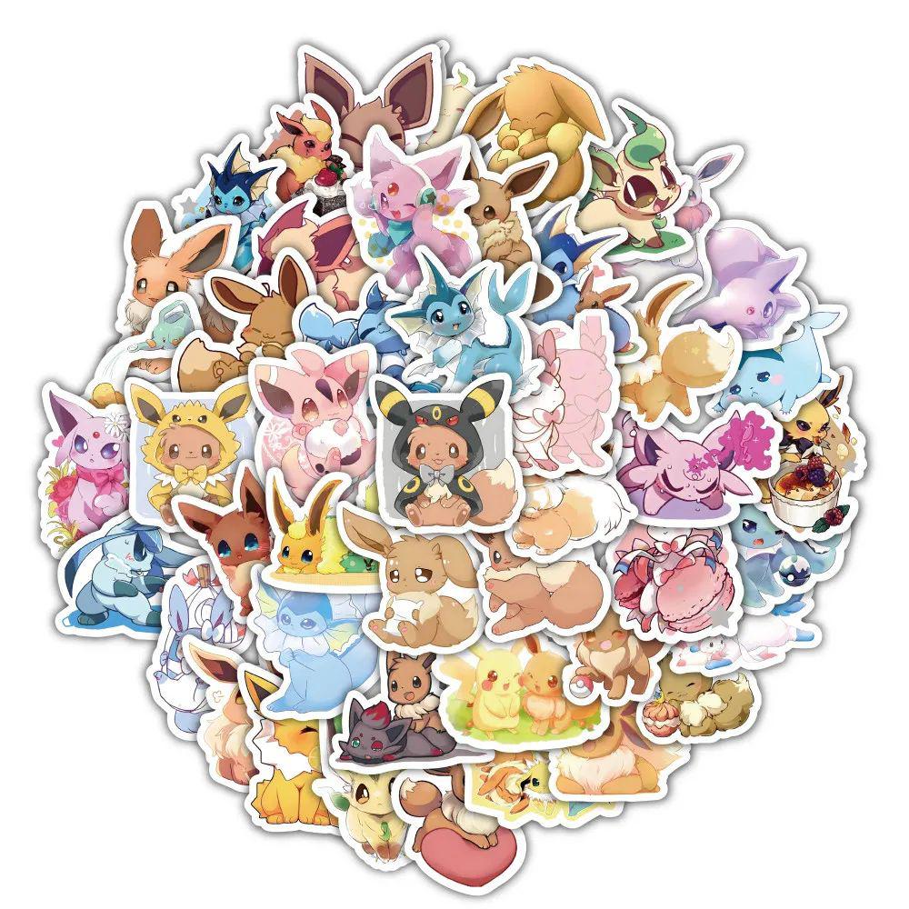 10/30/60pcs Kawaii Cartoon  Eevee Stickers Anime Graffiti Decals Laptop Guitar Suitcase Phone Cute Decoration Sticker Toy
