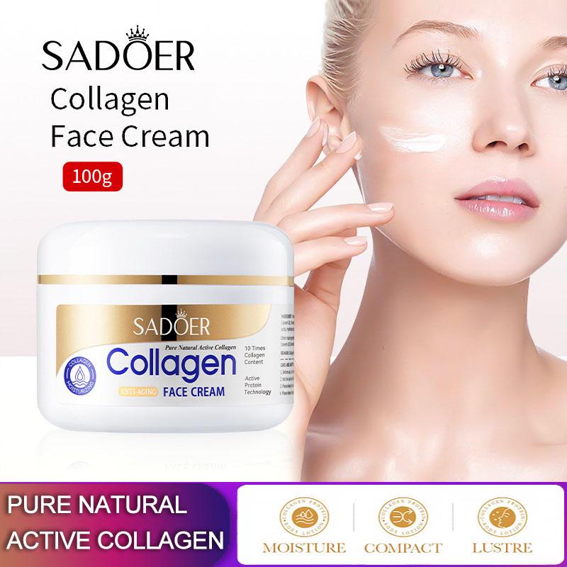 Sadoer Crema Facial Firmeza Colágeno Hidratante Suavizante Antiarrugas Nutritiva Cremas Faciales Productos de Belleza Cuidado de la Piel Facial