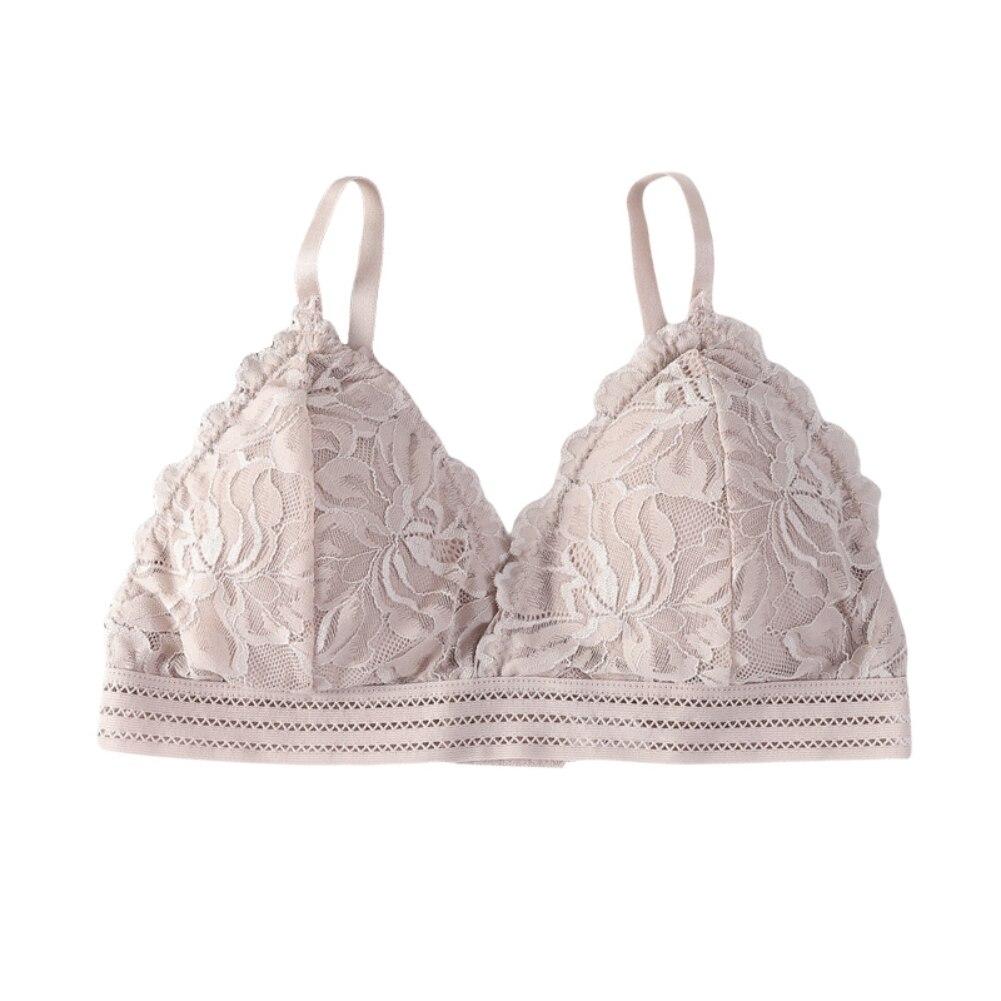 

Краса Спини Мереживний Бюстгальтер Жіночий Бездротовий V-подібний виріз Квіткове Мереживо Брас єр Еластична Трикутна Чашка З Поролоновою Підкладкою Безшовний Бюстгальтер для Сну