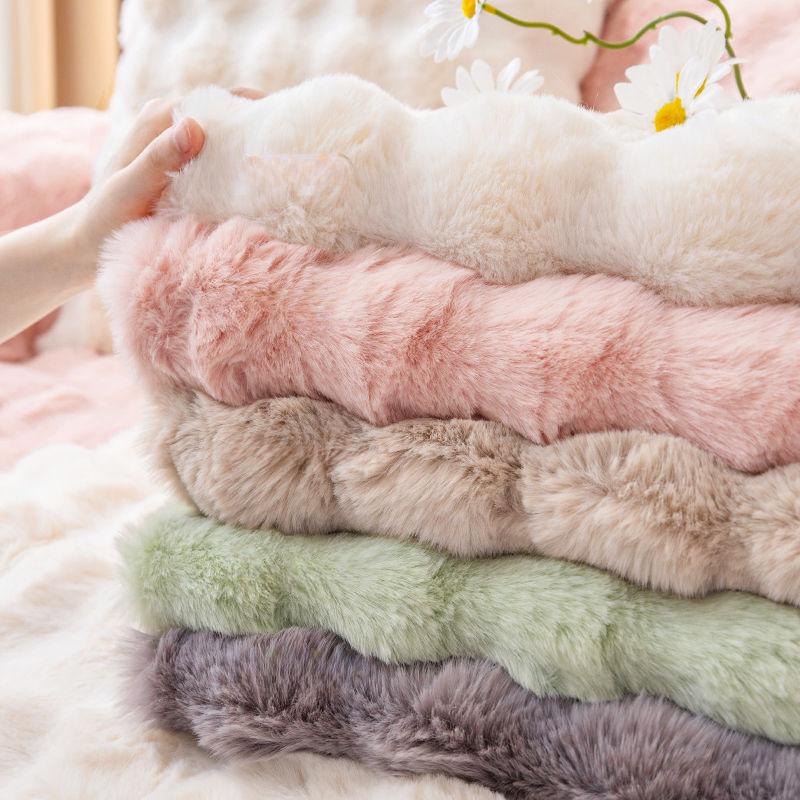 Winter Rabbit Plush Sofa Towel Solid Color Thicken Sofa Cushion Corner Soft Slipcovers for Living Room Nordic Decor Couch Cover