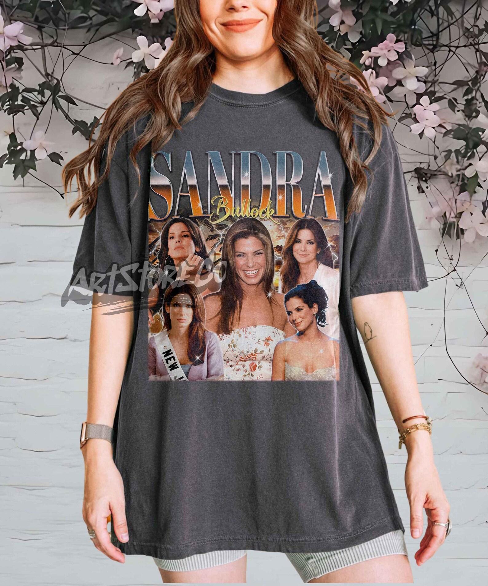 Sandra Bullock Retro Collage T-Shirt, Vintage Movie Star Graphic Tee XL