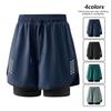 Unisex Quick-Dry Fake Two-Piece Summer Sports Shorts, Anti-Exposure, Running Three-Quarter Style