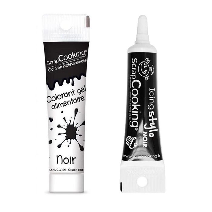 Gel colorant alimentaire noir 20 g + Stylo glaçage noir
