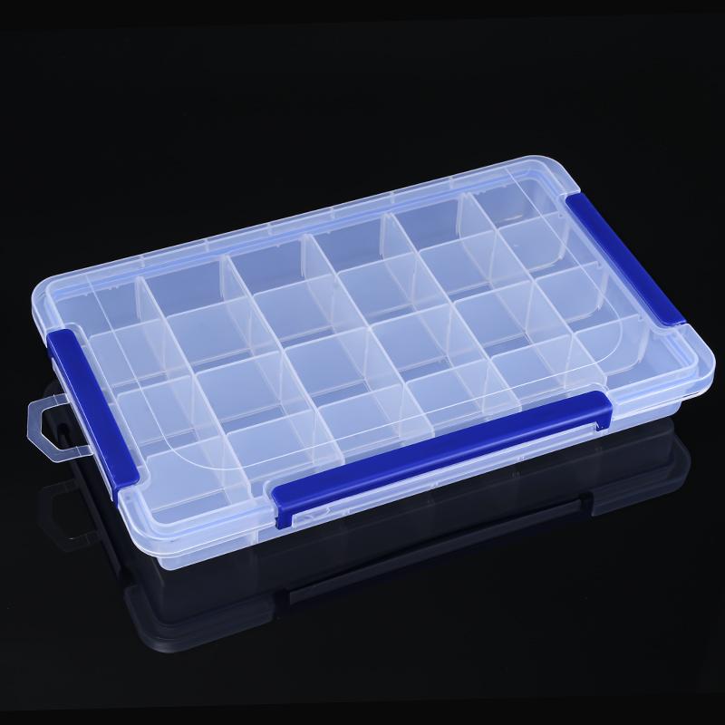 24-Grid 3-Button Safety Jewelry Box PP Transparent Modern Multifunction Storage with Detachable Screw for Jewelry Components
