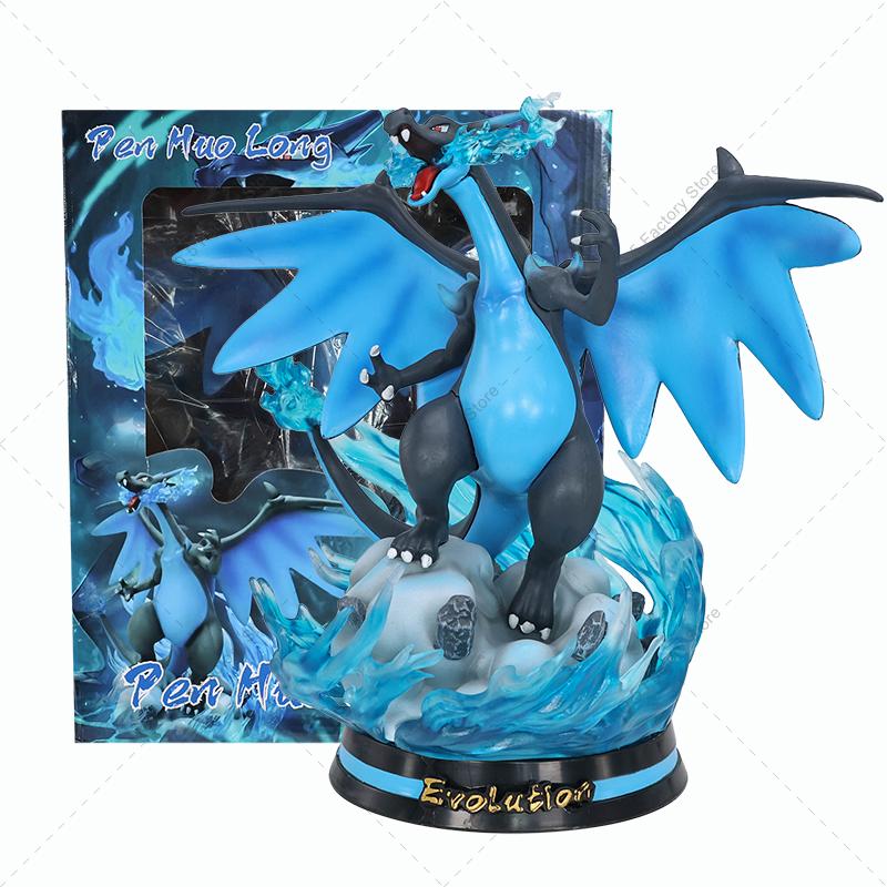 Anime  Special Effects Figure Mega Charizard Xy Greninja Gengar Mewtwo Three Form Evolution Led Light Pvc Model Toys