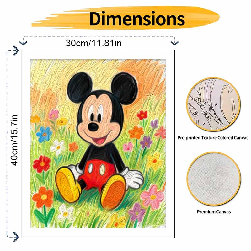 Disney Mickey Mouse Oil Paint Hand Painting Kit Colorful Flowers Decoration Classic Style Home Decor Art Craft Painting Supplies Gift