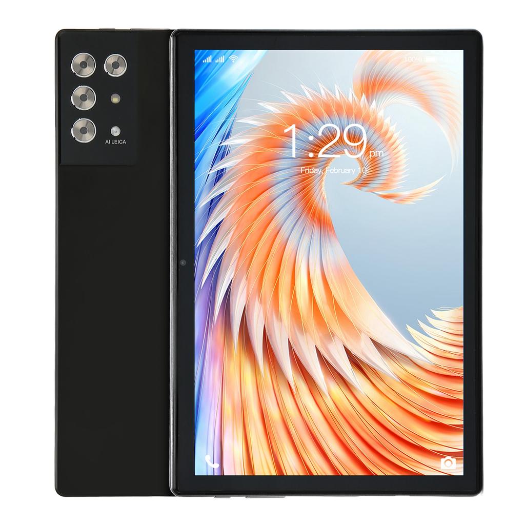 10.1 Inch Tablet for Android 12 8 Core CPU 8GB 256GB 2.4G 5G WiFi Fast Charging Support FHD Tablet 100‑240V Black