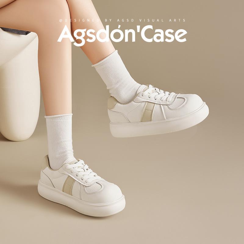 Augusteng Platform White Shoes Women's 2025 New Spring and Summer Light Casual Sports Board Shoes Muffin German Training Shoes