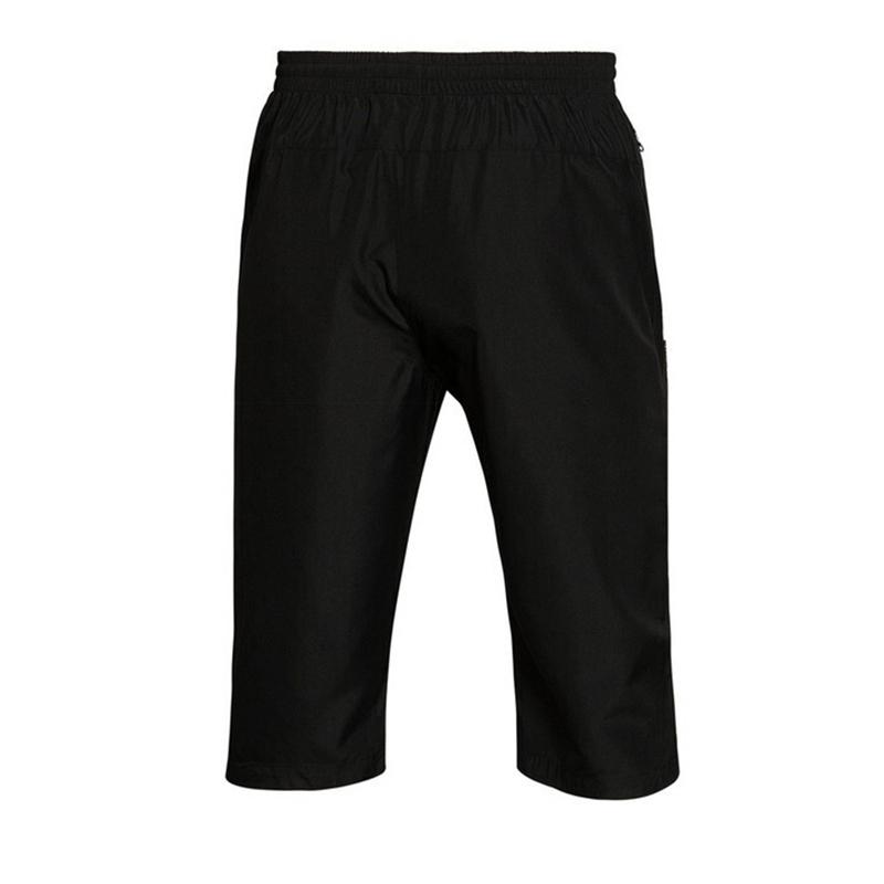 Li Ning Mid Waist Loose Solid Color Quick Dry Seven Point Shorts Thin Casual Shorts Men shorts Black AKQU425-1