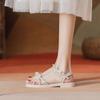 Sandals Girl 2025 Summer New Thick-soled Fairy Wind Pearl Beach Shoes Soft-soled Wedge Heel Fashion Roman Sandals