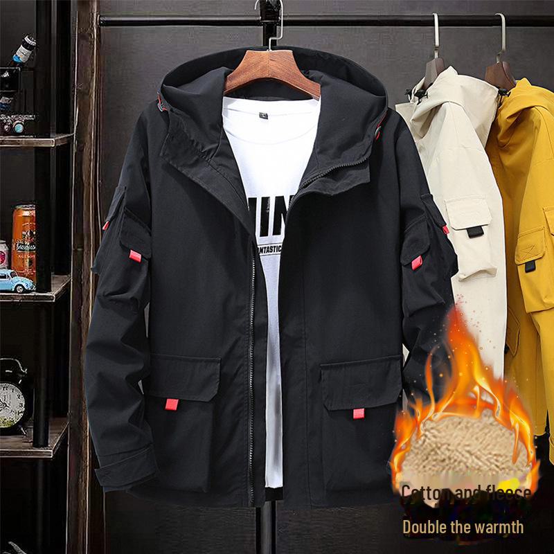 Hooded Workwear Jacket for Plus-Size Men - Loose Fit, Zip-Up, Available In XXL, Supports Up To 300 Pounds