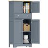 Kitchen Cupboard, Modern Freestanding Kitchen Storage Cabinet with Doors and Shelves, Grey Blue