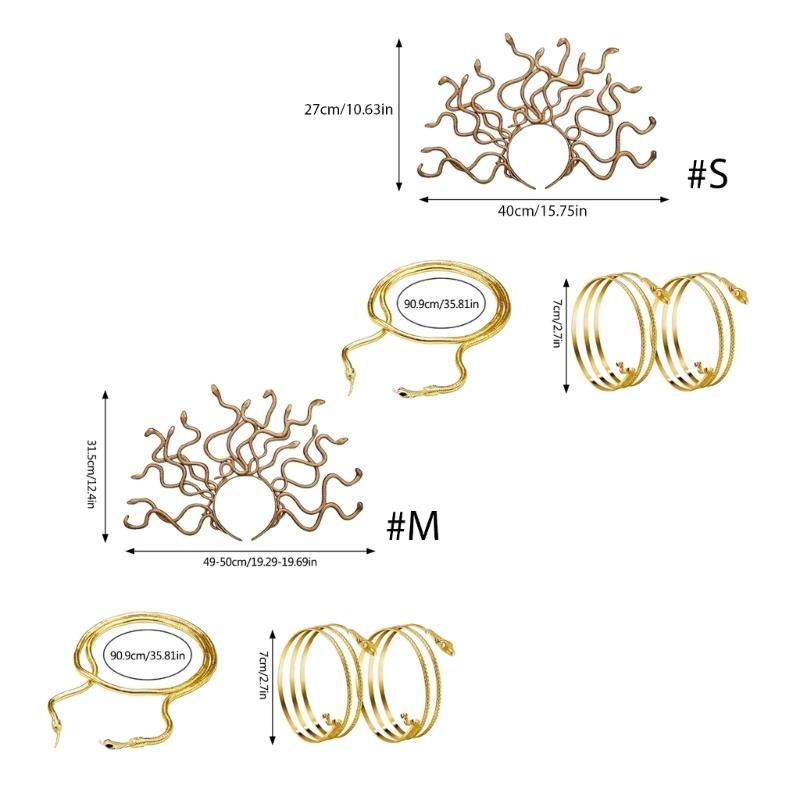 Halloween Medusas Snake Costume Medusas Headband Armband Necklace Accessories Set Snake Jewelry Set for Women Girls Gifts