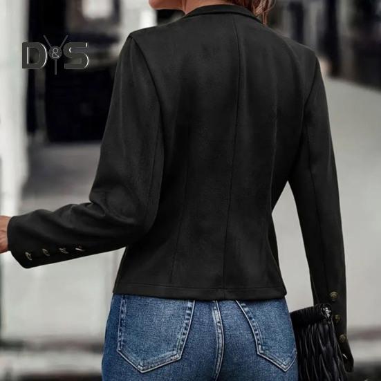 Płaszcz damski na wiosnę i jesień Dwurzędowy kołnierzyk ze stójką Guziki Dopasowany krój Długie rękawy Kardigan w stylu retro Codzienny krój Kurtka outdoorowa