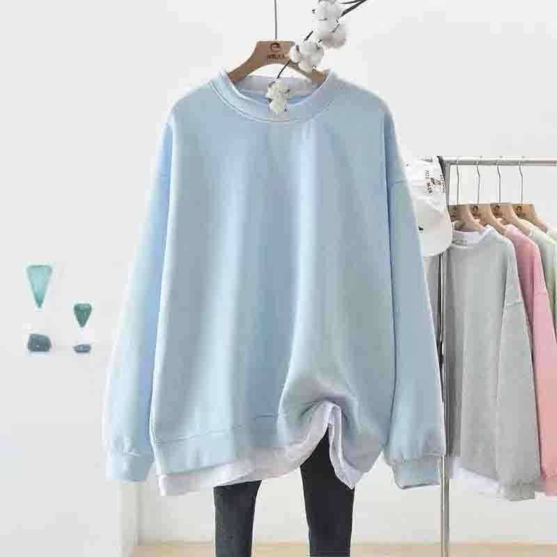 

Женский свитер с круглым воротником, свободный весенне-осенний повседневный модный верхний слой с вышивкой, модный однотонный цвет XXL