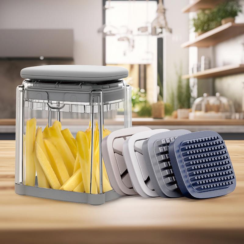Multifunktionaler Druck-Gemüseschneider - Küchenwerkzeug zum Schneiden von Pommes Frites, Tomaten- und Zitronenspalten