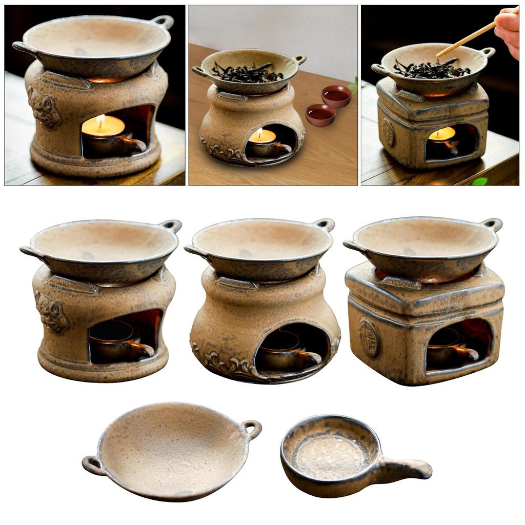 Oliebrander Chinese Stijl Vintage Oven Waxinelichthouder Kaarsdiffuser Kaarsenbrander Set voor SPA Yoga Slaapkamerdecoratie Meditatie
