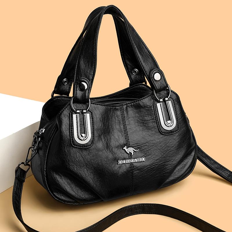 Fashion Vintage Leather Handbag Large Capacity Women's Crossbody Bag Middle-aged Women's Shoulder Bag for Daily Work Shopping and Socializing