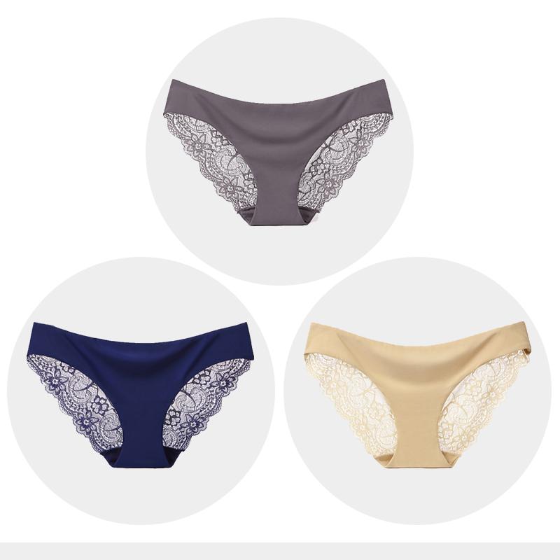 Women's Seamless Underwear Leopard Intimate Women Sexy Lace Black Floral Panties Seamless Panty 3 Pcs/set