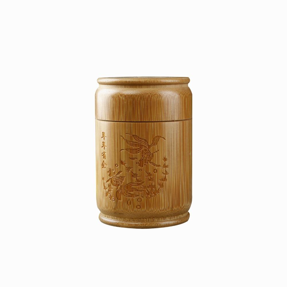 

Natural Carved Bamboo Tea Storage Box Sealed Lid Moisture-proof Tea Storage Jar Handmade Dustproof Spice Jar Tea Room S