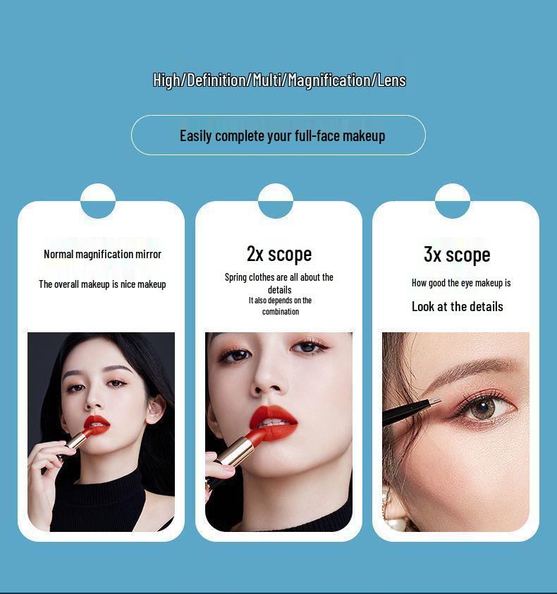 Folding LED Makeup Mirror with Light for Bedroom or Dorm Vanity