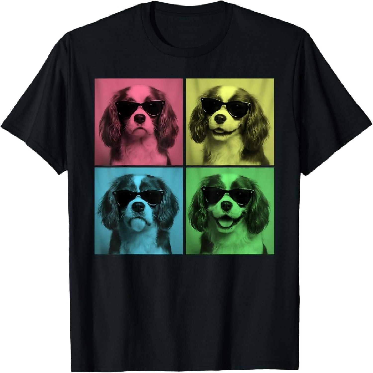 Cavalier King Charles Spaniel Dog Pop Art Funny Photo Booth T-Shirt XXXXXL разноцветный