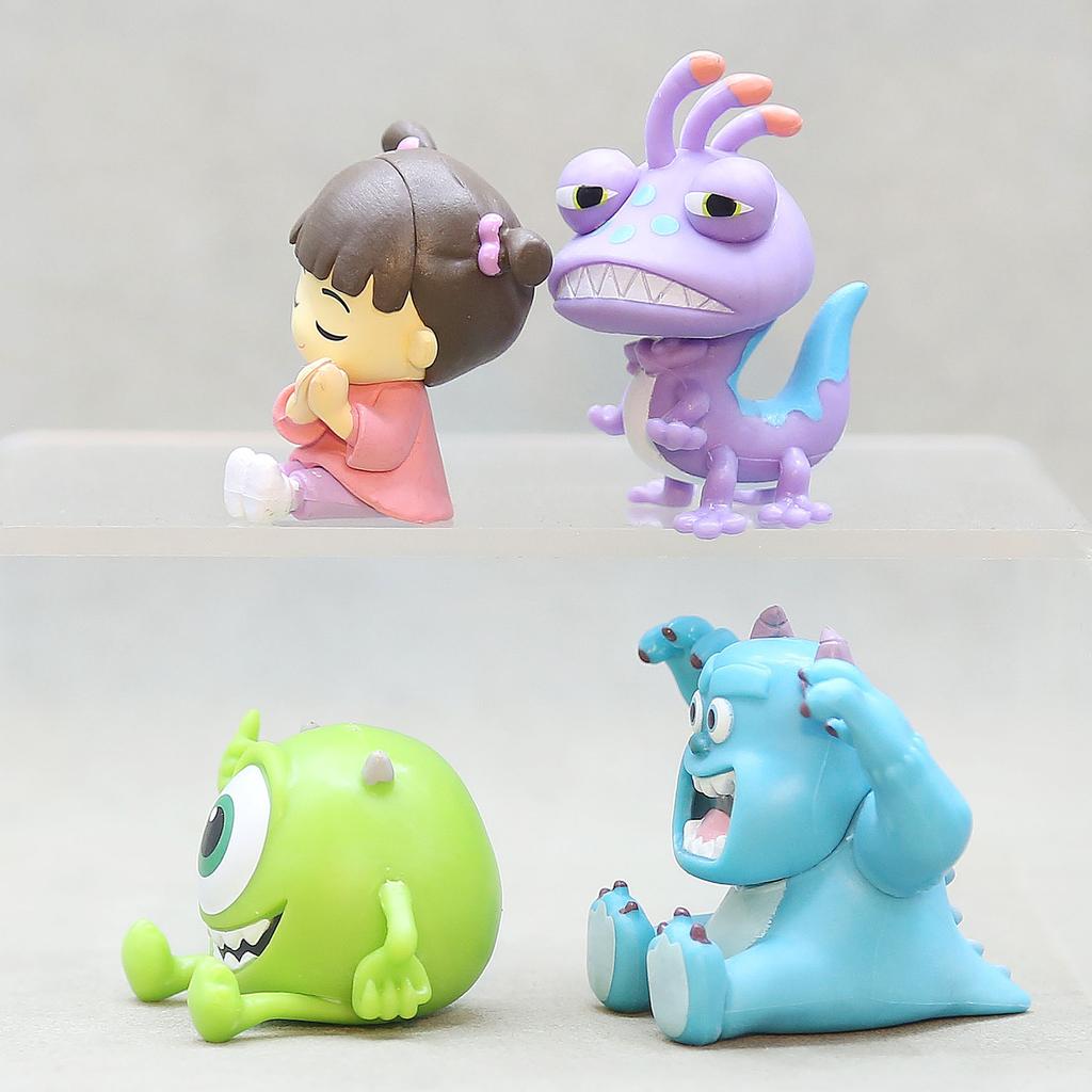 4 Stück Universität Monster AG Figuren James Sullivan Anime Actionfigur Michael Wozowski Randall Boggs Q Version Modell Spielzeug