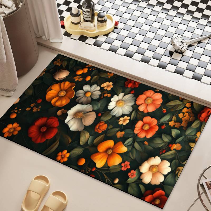 

Коврик для пола Flower Diatom Mud для ванной комнаты, душевой комнаты, противоскользящий коврик для ног, впитывающий, быстросохнущий коврик для ванной комнаты 60x90cm