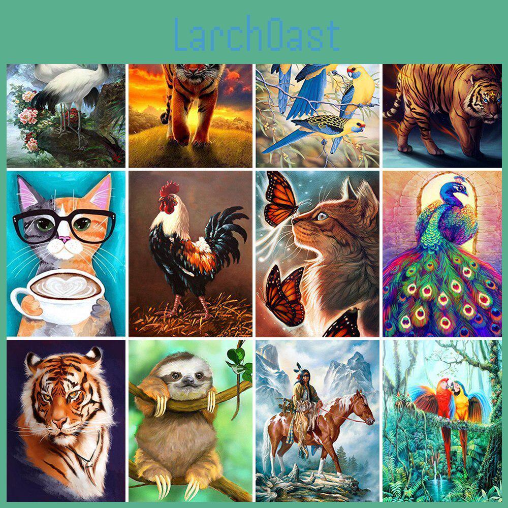 Painting Diamond Animal Tiger Butterfly Cats Cross Ctitch Wall Sticker Full Round Drill Embroidery