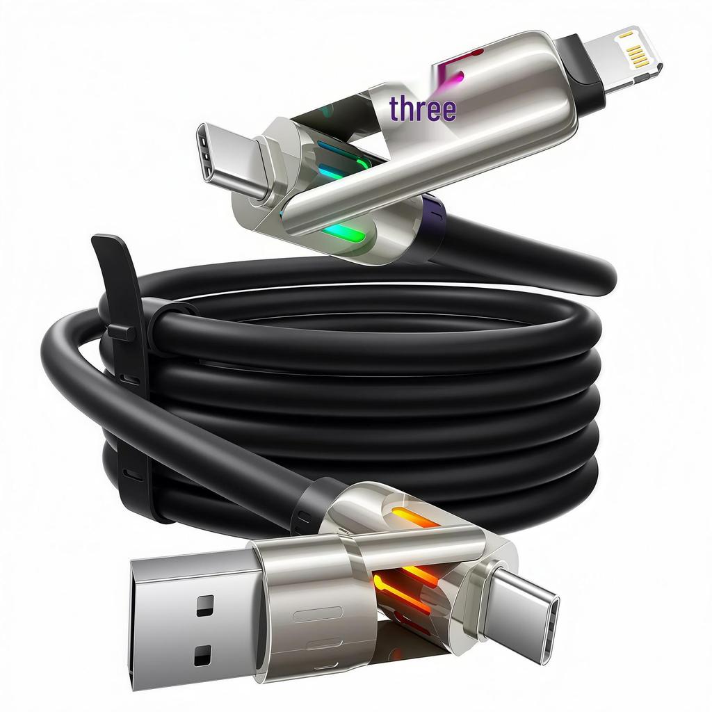 4-in-1 Fast Charging Cable for Apple, Huawei, Honor, Xiaomi, and Samsung