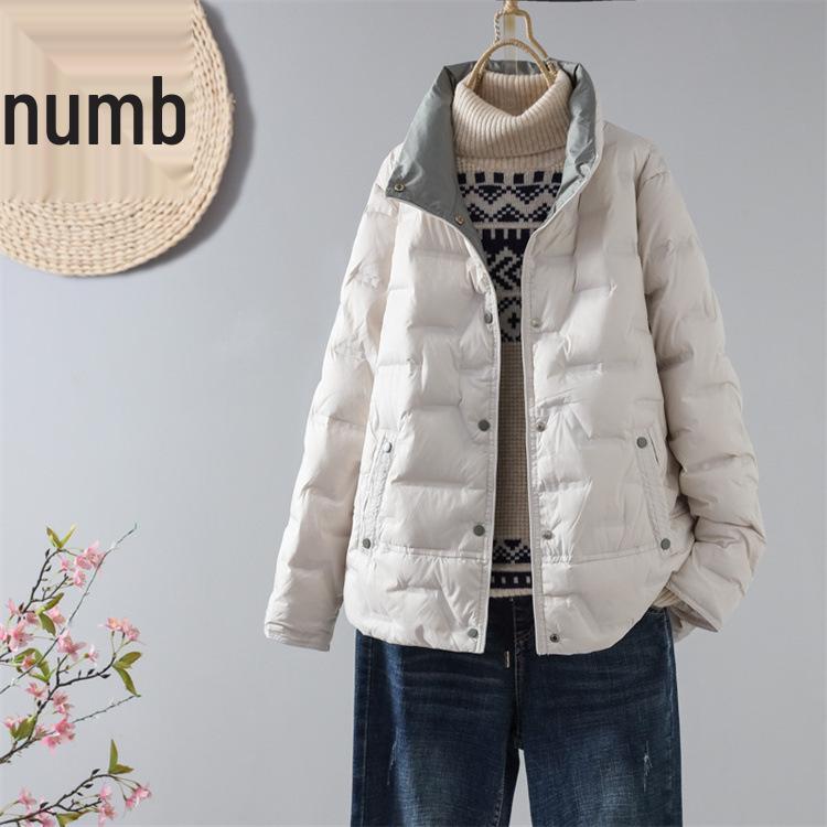 

Женская легкая куртка из белого утиного пуха - Осень/Зима, воротник-стойка, повседневная, короткая, свободного кроя, универсальное пальто XXXL белый