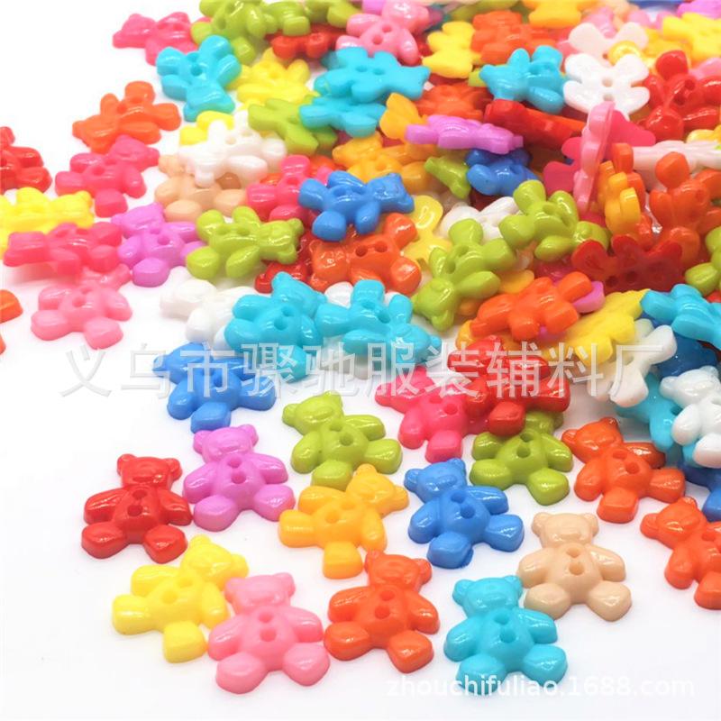 10Pcs Supply Colorful Bear Buttons, Cartoon Two-Eyed Plastic Winnie The Pooh Buttons, Handmade Diy Decorative Buttons
