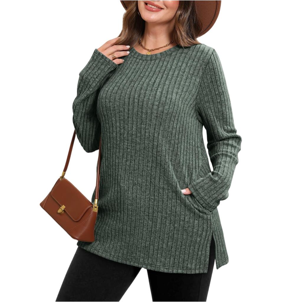 Women's Fashionable Long-sleeved Pullover Solid-color Top