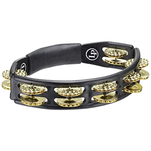 LP Cyclops Hand Held Tambourine with Dimpled Brass Jingles, Black, LP174