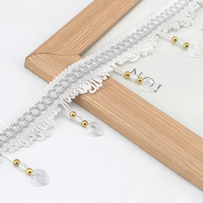 11m Crystal Beads Tassel Trim Curtain Accessories Lace Edge Pendant Decor