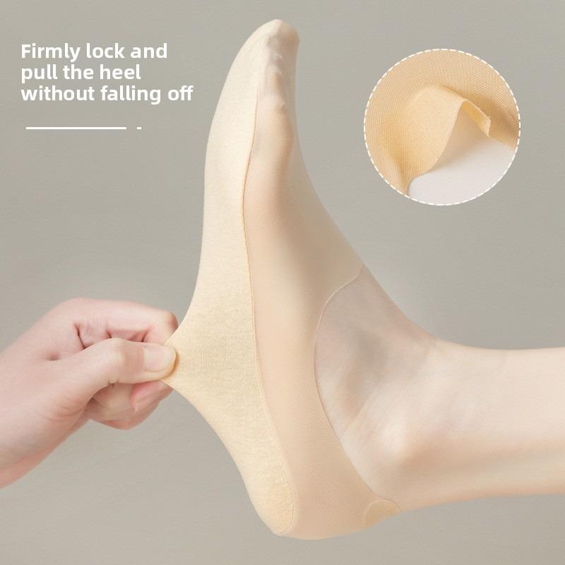 5 Pairs of Women's Summer Ultra Thin Style Ice Silk Shallow Mouth Invisible Socks